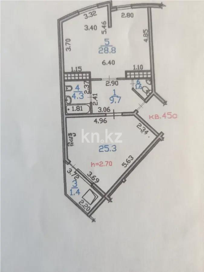 Продажа 2-комнатной квартиры, 54.1 м², мкр-н Нуркент, дом  52 - Продажа квартир в Алматы фото 1 из 1