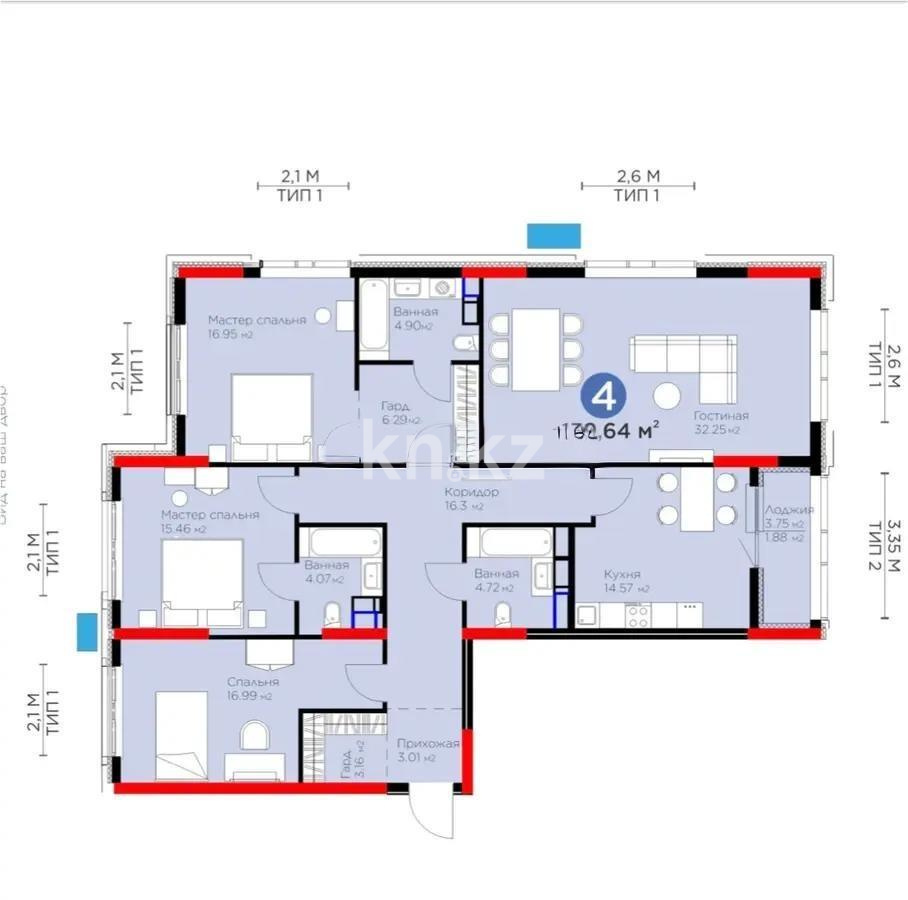 Продажа 4-комнатной квартиры, 140.1 м², пр. Туран, дом  43б в Астане - фото 3