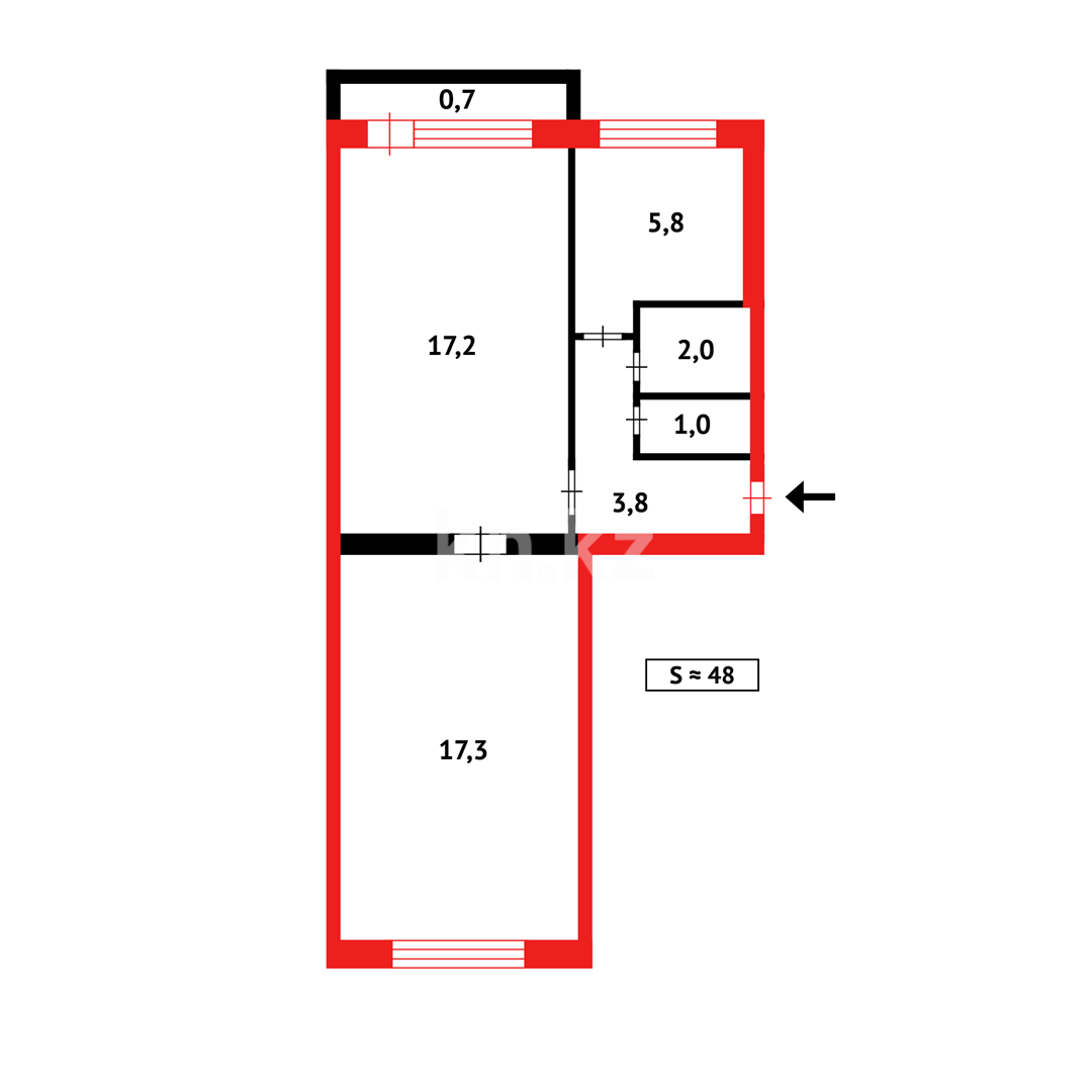 Продажа 2-комнатной квартиры, 44 м², мкр-н 22, дом  6 - Продажа квартир в Караганде фото 14 из 14
