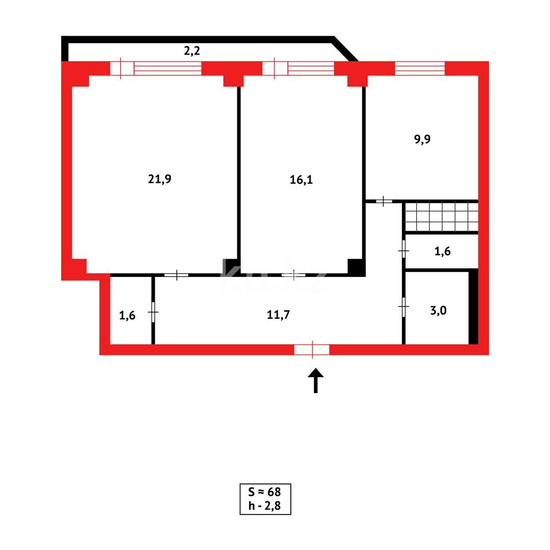 Продажа 2-комнатной квартиры, 68 м² в Караганде - фото 14