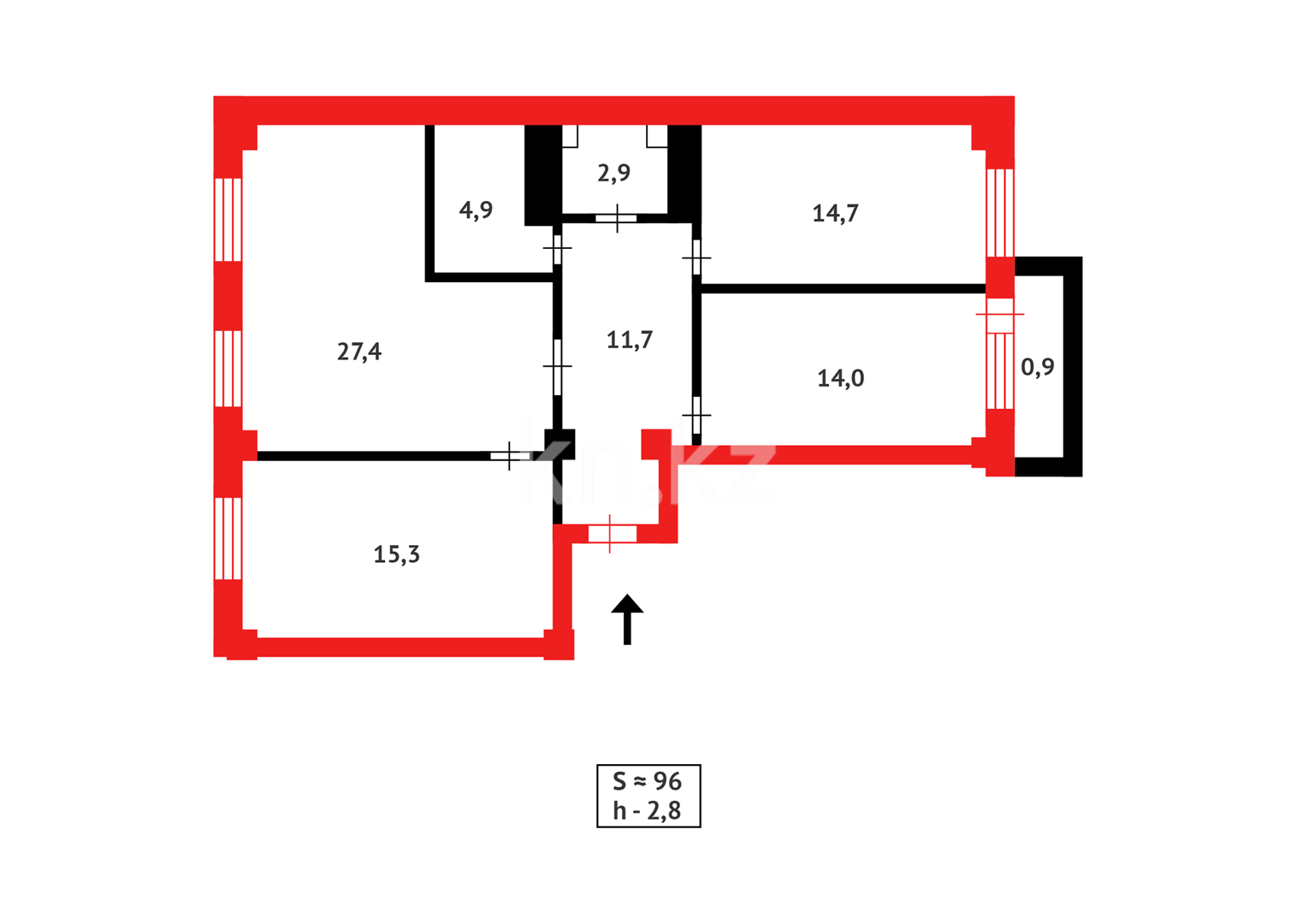 Продажа 3-комнатной квартиры, 95.8 м², ул. Жубанова - Продажа квартир в Астане фото 9 из 9