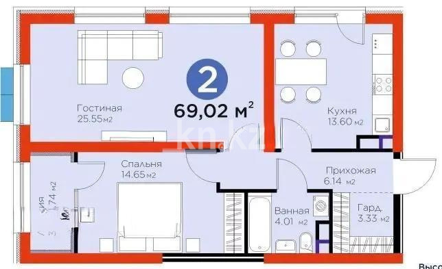 Продажа 2-комнатной квартиры, 69 м² - Продажа домов, коттеджей в Костанае фото 1 из 1