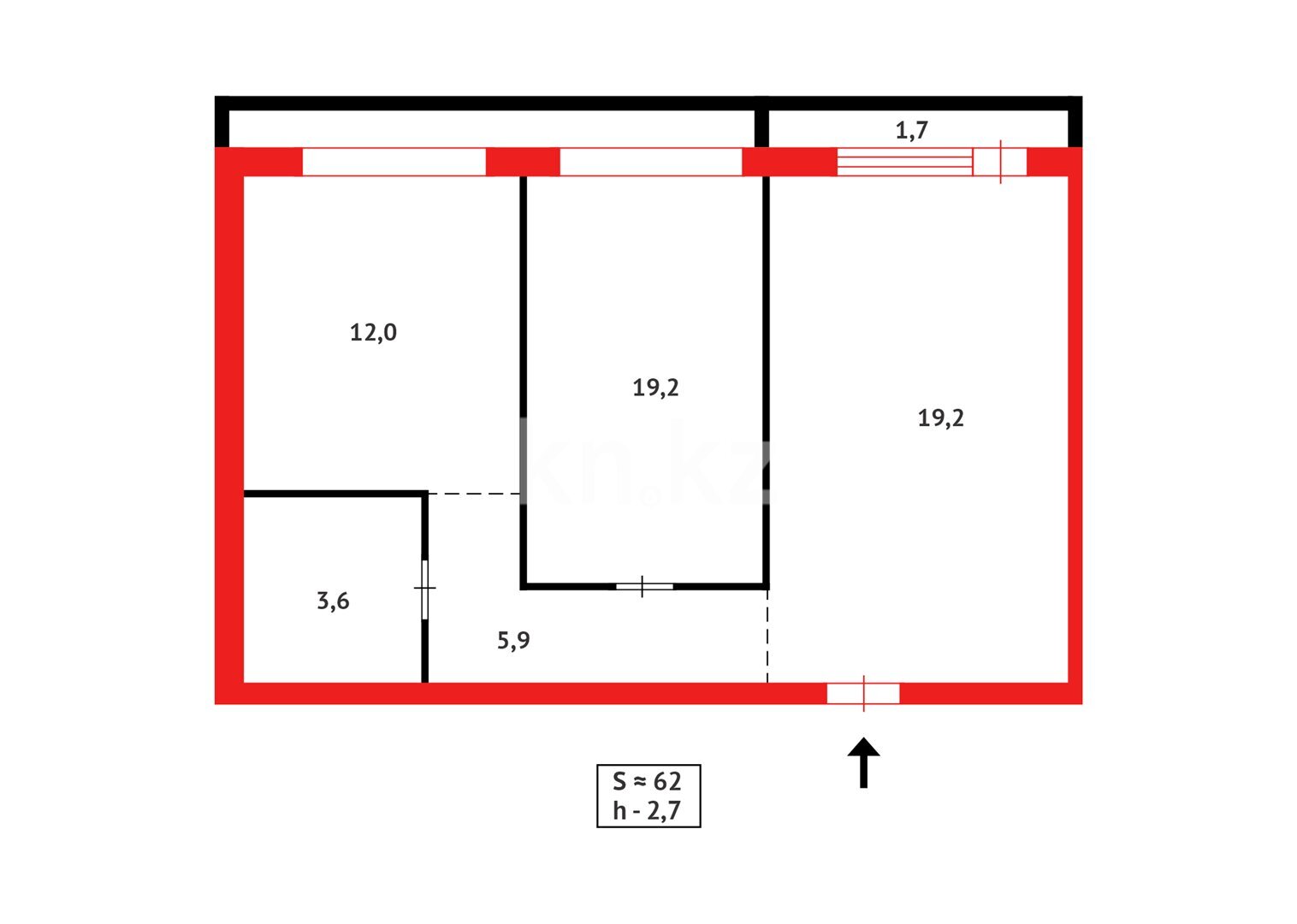 Продажа 2-комнатной квартиры, 61 м² в Караганде - фото 9