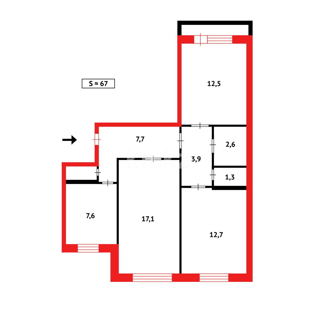 Продажа 3-комнатной квартиры, 66 м², мкр-н 9-й в Темиртау - фото 16