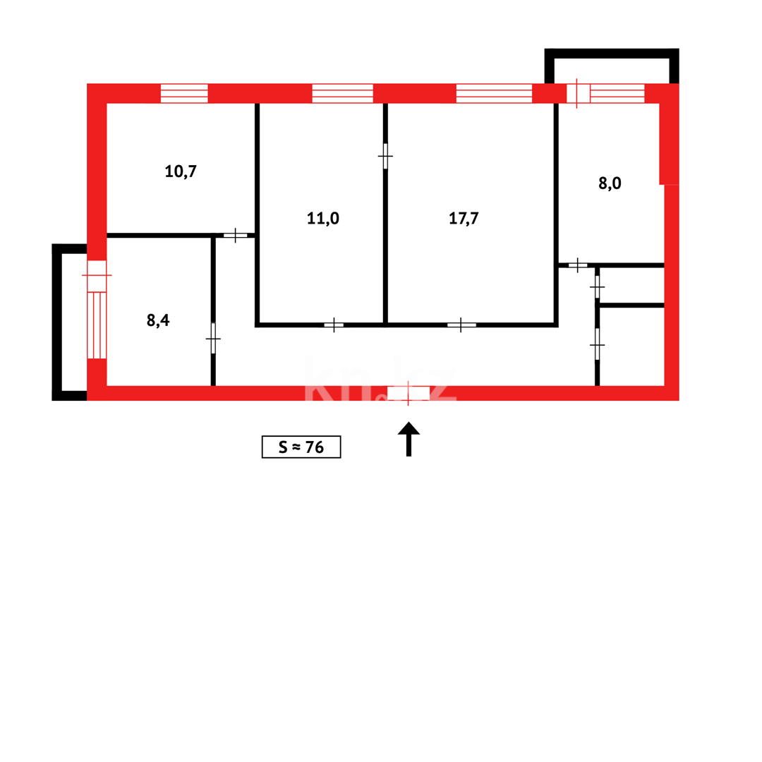 Продажа 4-комнатной квартиры, 73 м², ул. Гапеева - Продажа  четырехкомнатных квартир в Караганде фото 25 из 25