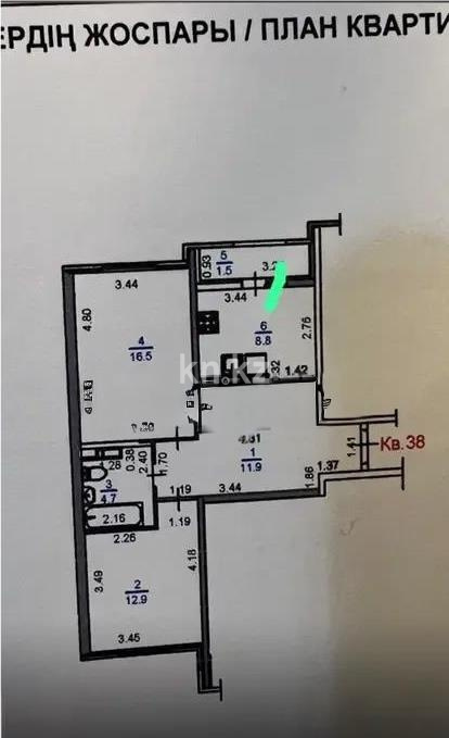 Продажа 2-комнатной квартиры, 59.5 м² в Алматы - фото 4