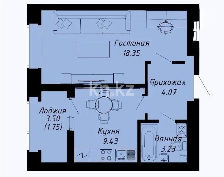 Продажа 1-комнатной квартиры, 36.85 м² в Астане