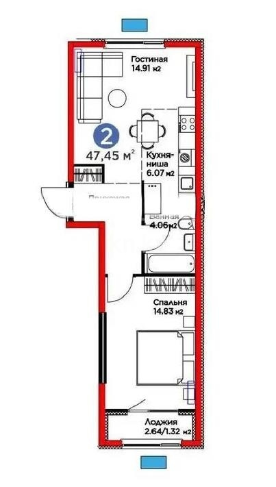 Продажа 2-комнатной квартиры, 50 м² - Продажа недвижимости в Казахстане - страница 7 фото 1 из 1