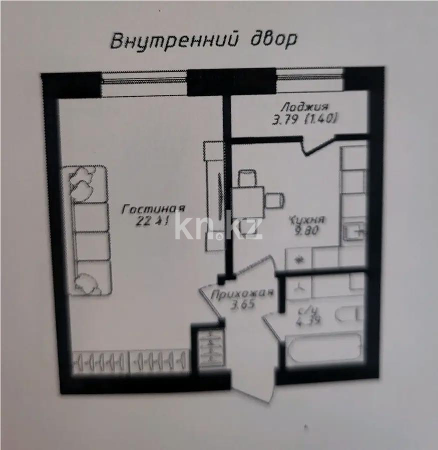 Продажа 1-комнатной квартиры, 41.68 м², ул. Молдагалиева, дом  6г - Продажа квартир в Астане без посредников фото 1 из 1