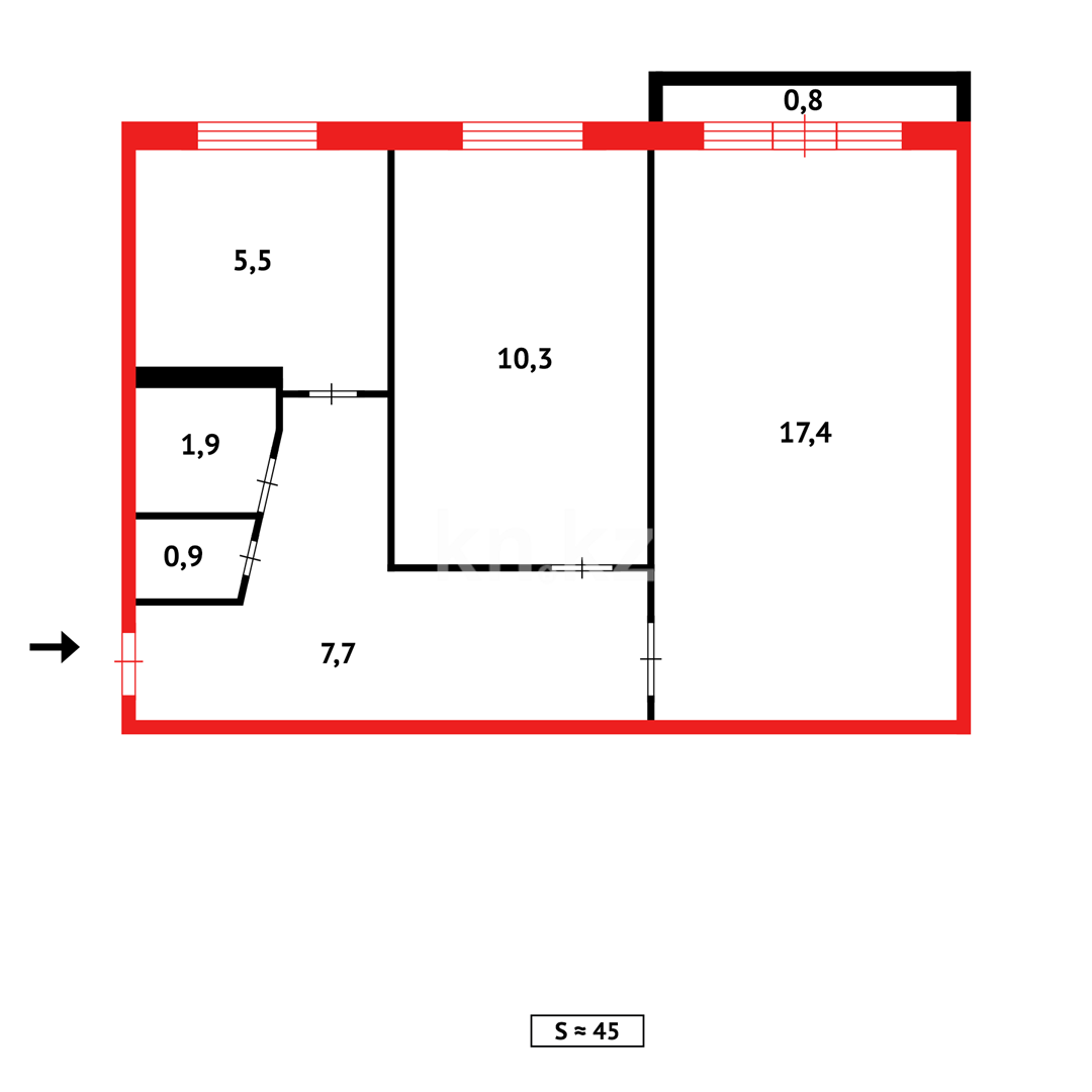 Продажа 2-комнатной квартиры, 45 м², пр. Мира - Продажа квартир в Темиртау фото 10 из 10
