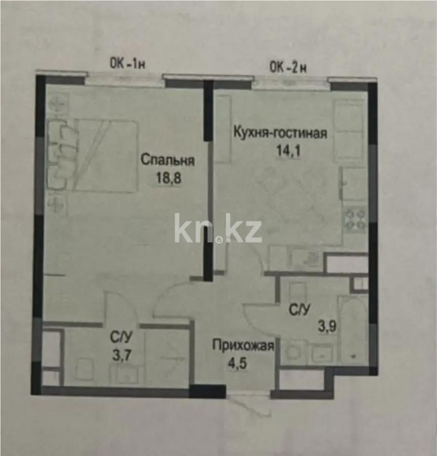 Продажа 2-комнатной квартиры, 46.7 м², ул. Жандосова, дом  94а - Продажа  двухкомнатных квартир в новостройках Алматы с фото фото 1 из 1