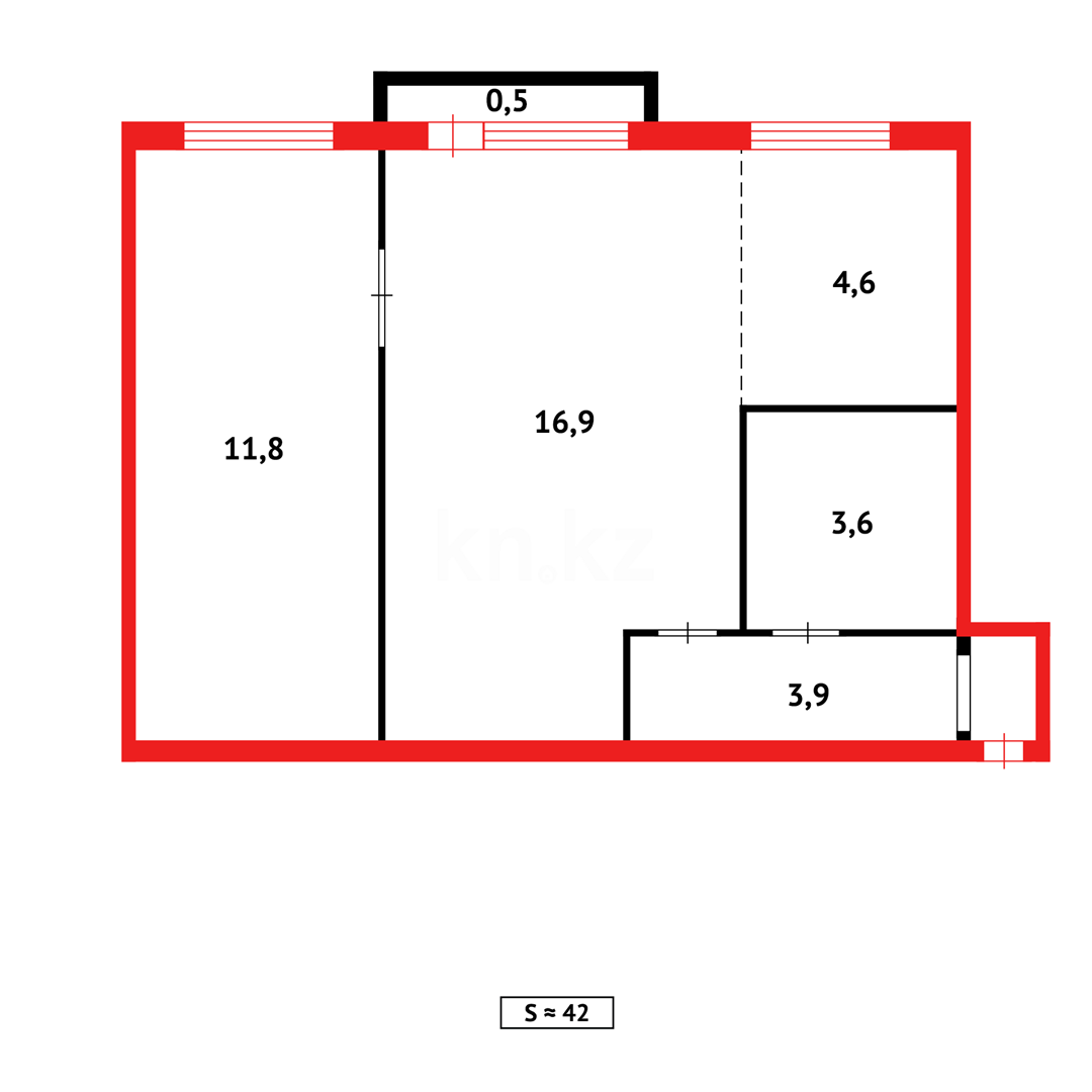 Продажа 2-комнатной квартиры, 42 м², ул. Охотская - Продажа квартир в Караганде фото 10 из 10