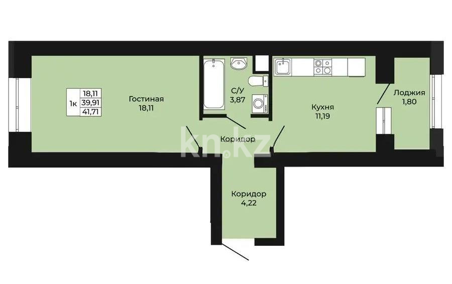 Продажа 1-комнатной квартиры, 41.71 м² - Продажа квартир в Астане без посредников - страница 20 фото 5 из 5