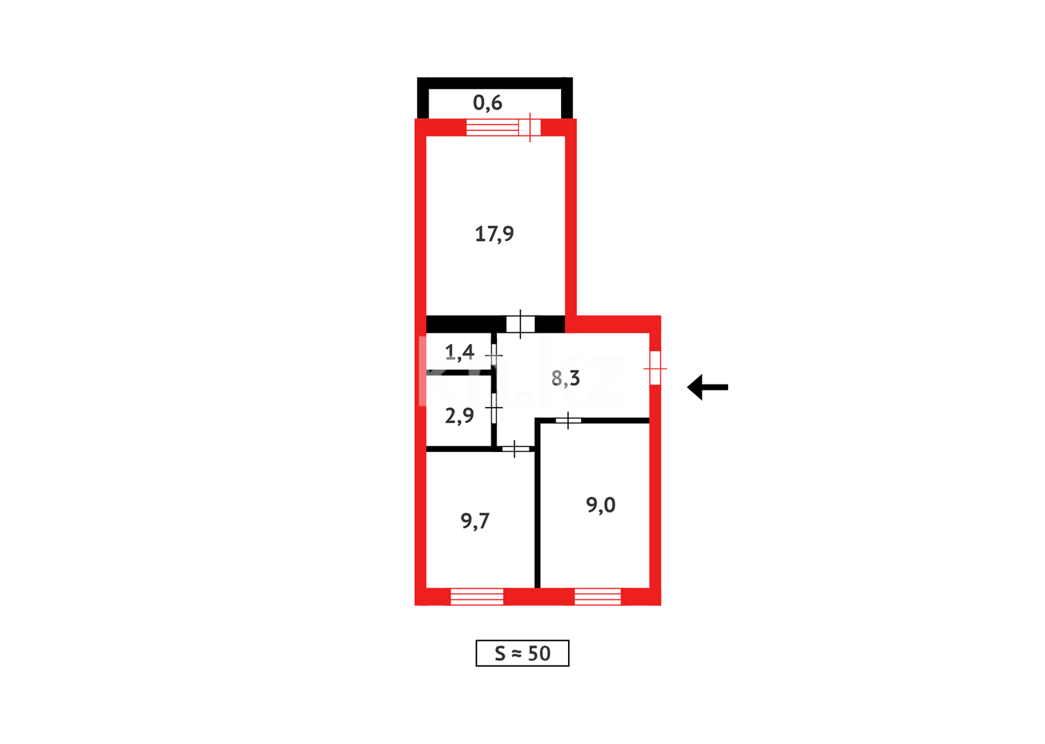 Продажа 2-комнатной квартиры, 50 м² - Продажа двухкомнатных квартир в Казахстане фото 14 из 14