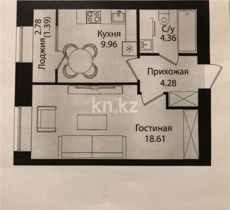 Продажа 1-комнатной квартиры, 38.6 м², ул. Е-15, дом  16 в Астане
