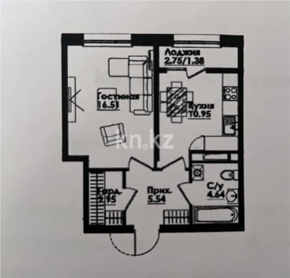 Продажа 1-комнатной квартиры, 41.6 м² в Алматы