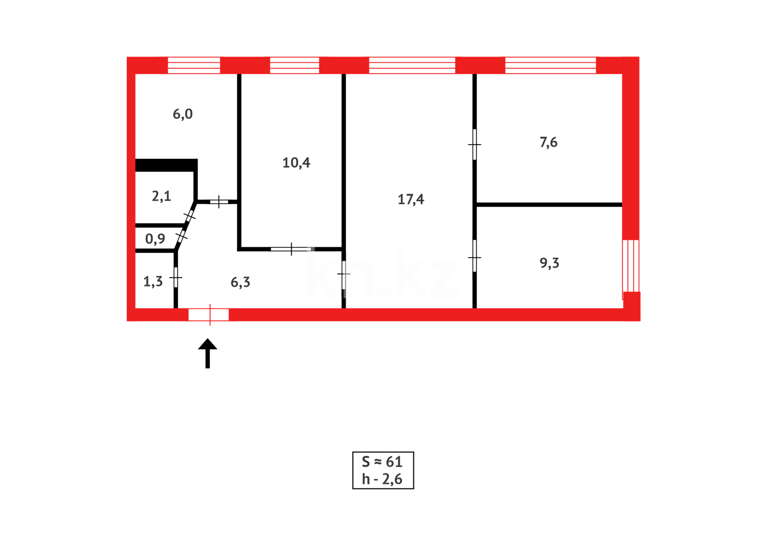 Продажа 4-комнатной квартиры, 61 м², мкр-н 15 - Продажа квартир в Караганде фото 9 из 9