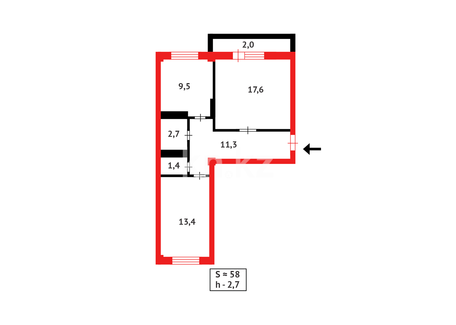 Продажа 2-комнатной квартиры, 57.9 м², ул. Молдагалиева в Астане - фото 11