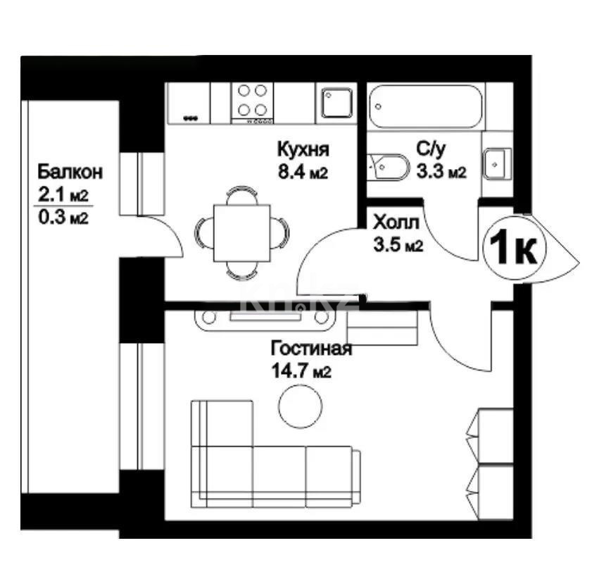 Продажа 1-комнатной квартиры, 32 м², ул. Молдагалиева, дом  1 стр - Продажа  однокомнатных квартир в новостройках Астаны с фото фото 1 из 1
