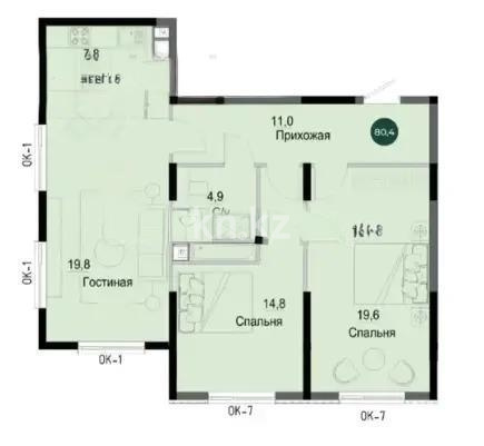 Продажа 3-комнатной квартиры, 80.4 м², ул. Жандосова, дом  94а - Продажа  трехкомнатных квартир в Алматы без посредников фото 1 из 1