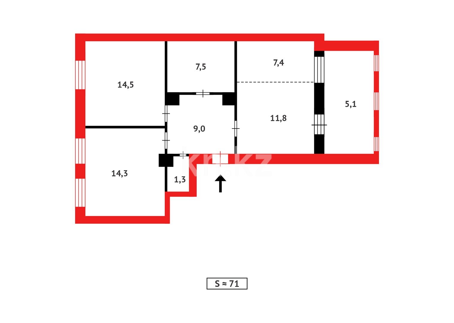 Продажа 3-комнатной квартиры, 71 м² в Караганде - фото 15
