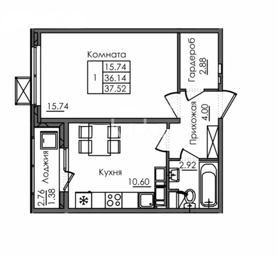 Продажа 1-комнатной квартиры, 38 м² - Продажа квартир в р-не Есиль Астаны - страница 19 фото 3 из 3