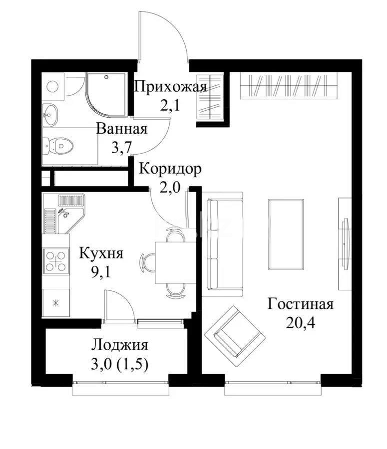 Продажа 1-комнатной квартиры, 38.8 м², ул. Рыскулова, дом  2б/1 - Продажа квартир в новостройках Алматы без посредников с фото фото 1 из 1