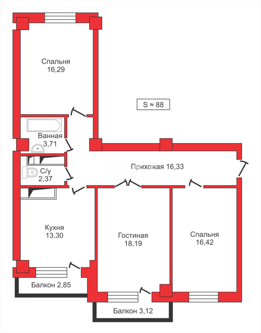 Продажа 3-комнатной квартиры, 89 м² - Продажа недвижимости в Караганде - страница 3 фото 12 из 12
