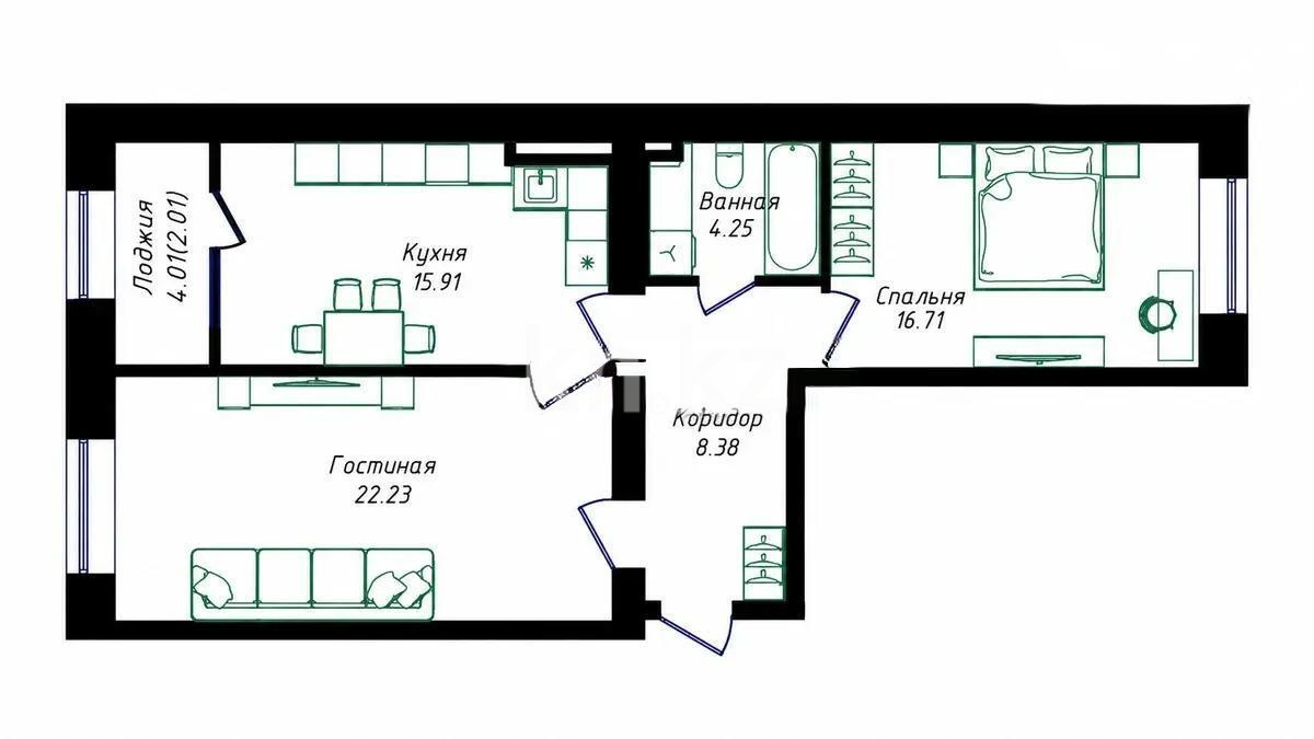 Продажа 2-комнатной квартиры, 70 м² в Астане