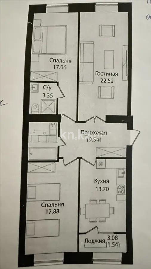 Продажа 3-комнатной квартиры, 90 м², ул. Е-15, дом  16 - Продажа  трехкомнатных квартир в новостройках Астаны фото 1 из 1