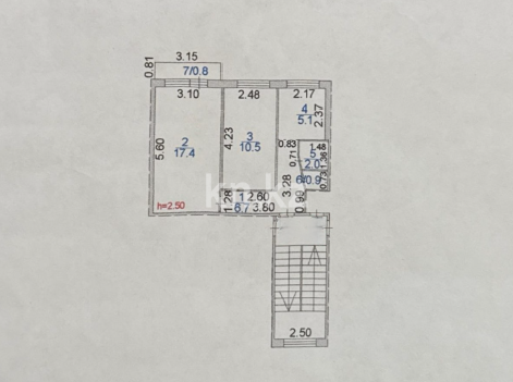 Продажа 2-комнатной квартиры, 43.4 м², пр. Республики, дом  6 - Продажа квартир в Караганде фото 12 из 12