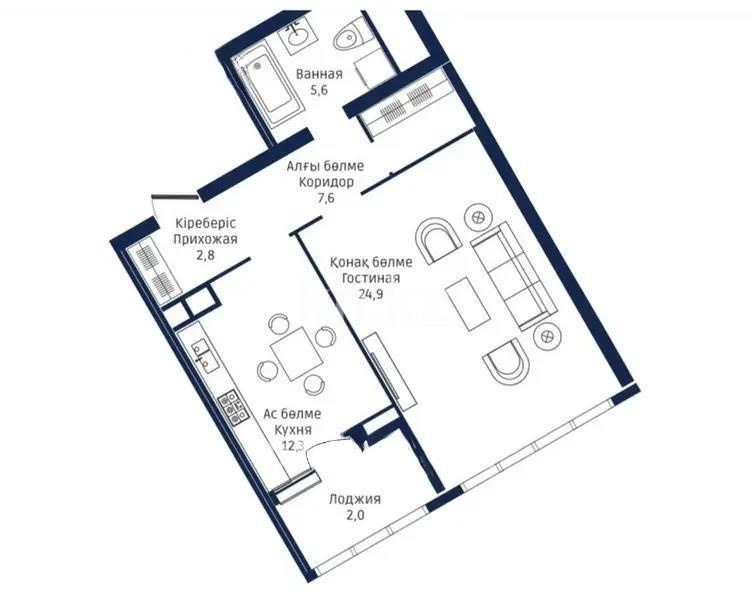 Продажа 2-комнатной квартиры, 56 м² - Продажа квартир в Алматы в Бостандыкском р-не фото 5 из 5