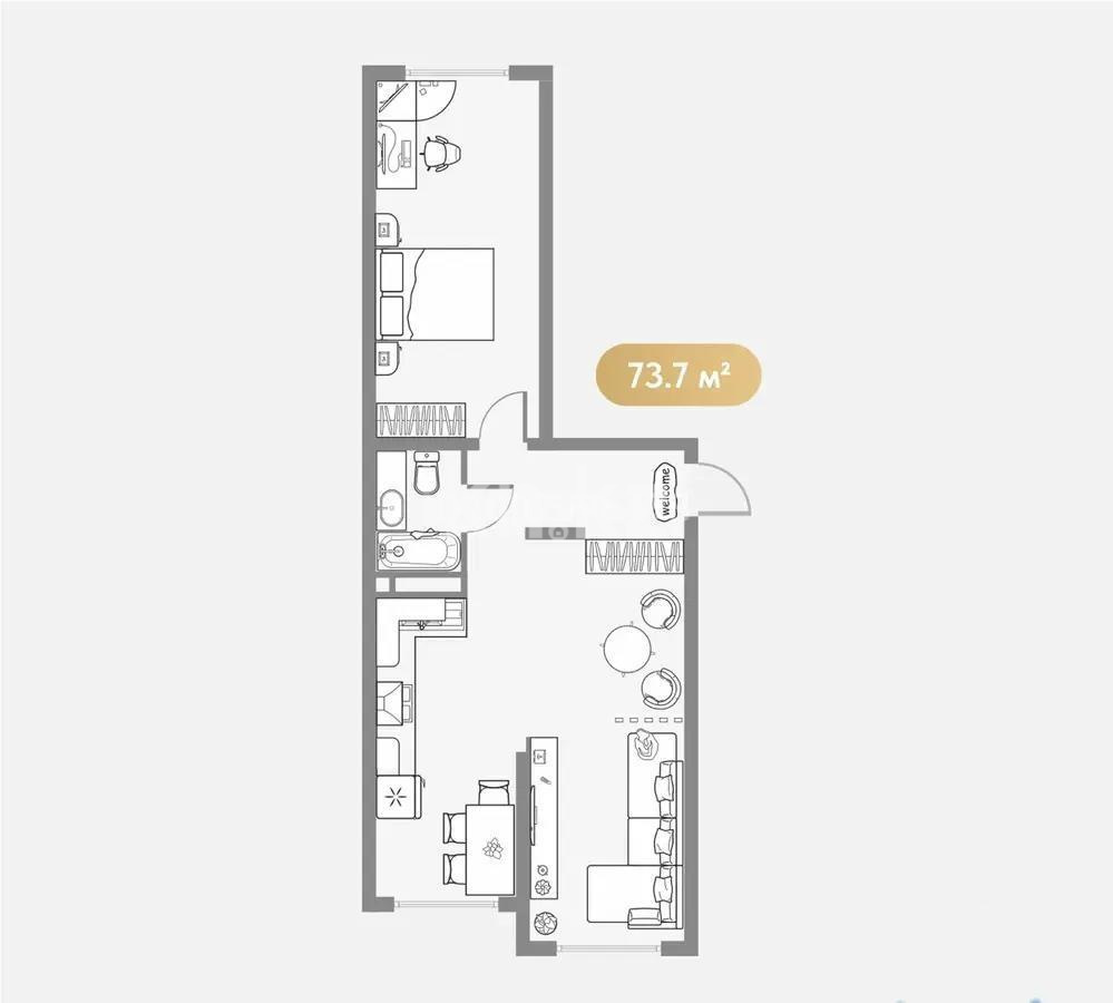 Продажа 2-комнатной квартиры, 73.7 м², мкр. Шугыла, дом  340/41 - Продажа и аренда недвижимости в Алматы фото 1 из 1