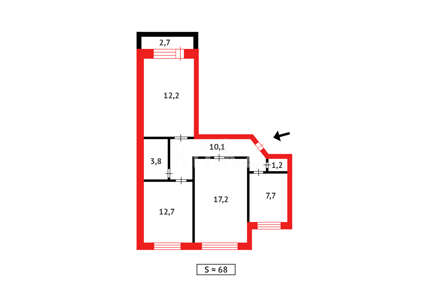 Продажа 3-комнатной квартиры, 67 м² - Продажа трехкомнатных квартир в Караганде - страница 52 фото 4 из 4