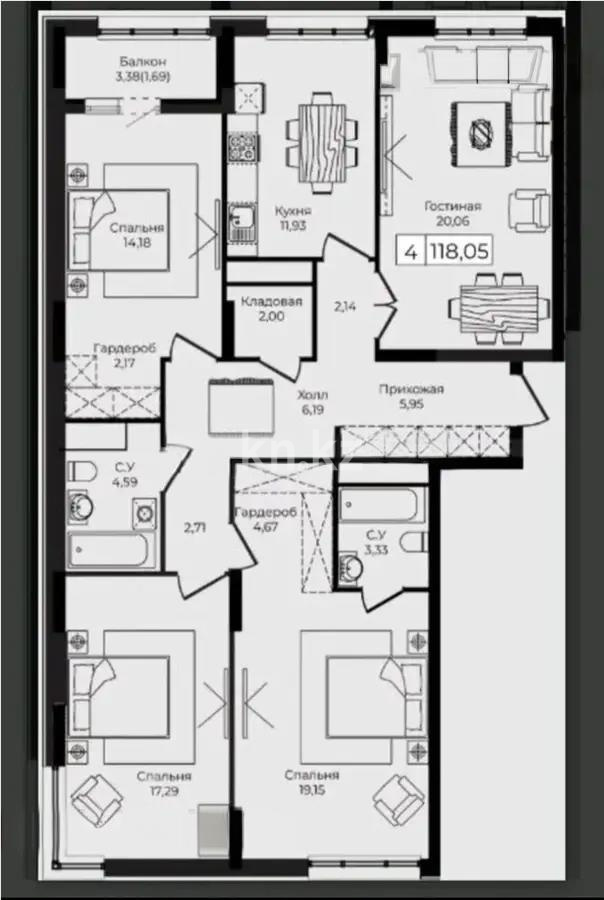 Продажа 4-комнатной квартиры, 124 м² - Недвижимость в Казахстане - страница 32 фото 1 из 1
