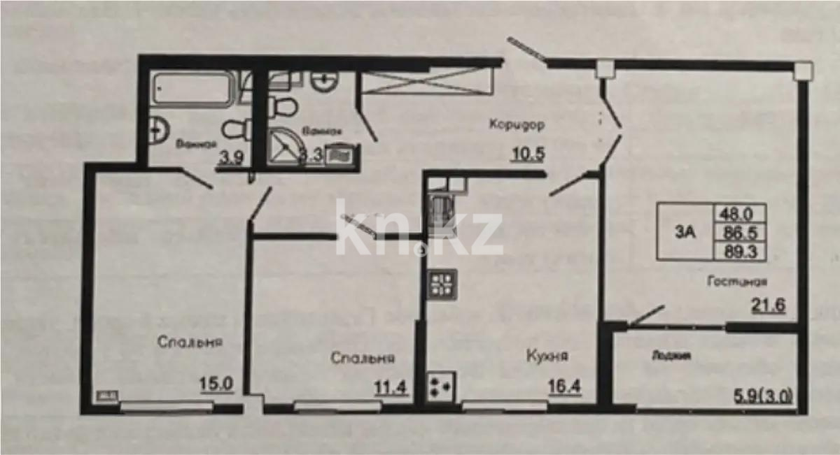 Продажа 3-комнатной квартиры, 90 м², мкр-н Астана, дом  1/19 стр - Продажа квартир в Алматы фото 1 из 2