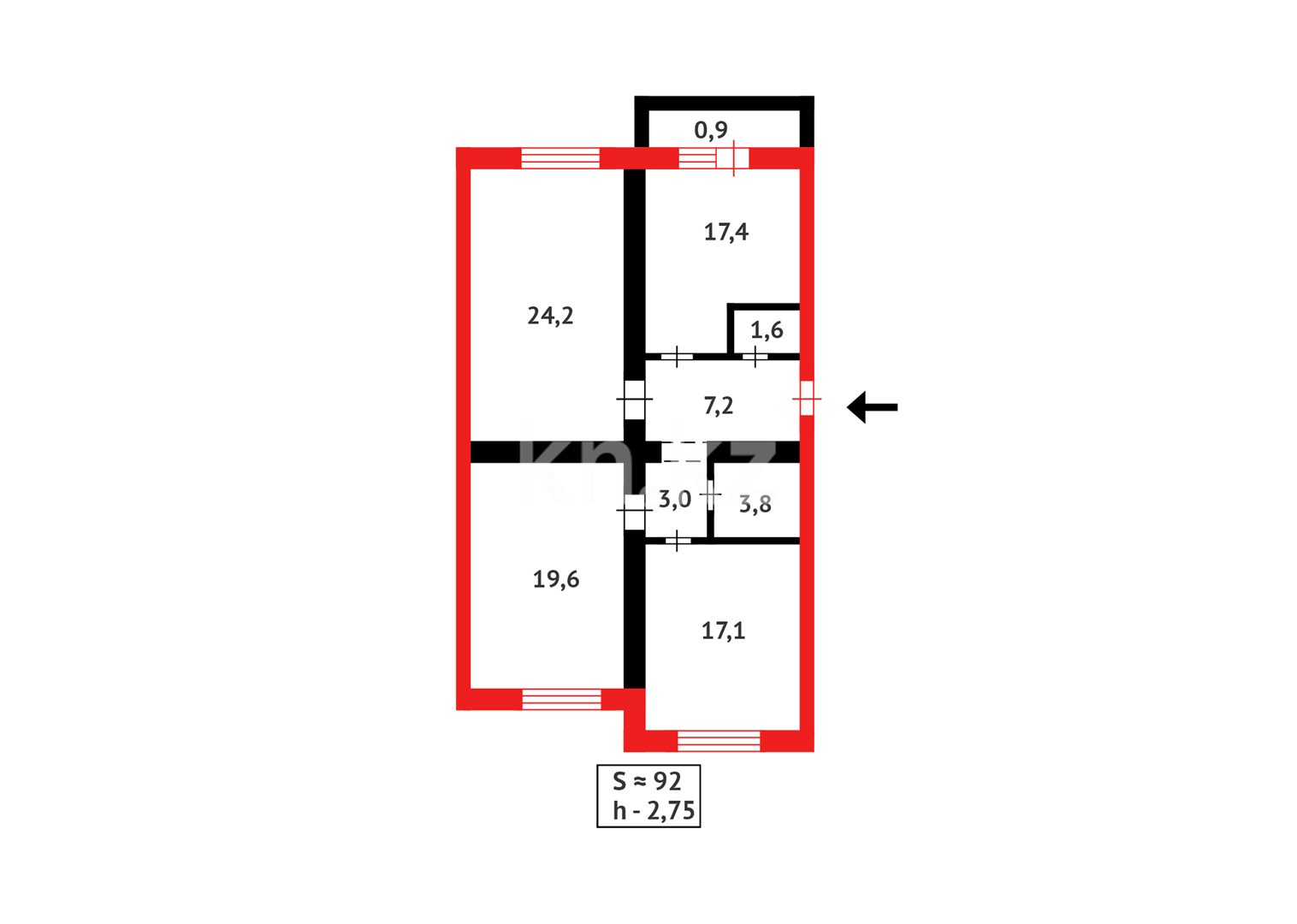 Продажа 3-комнатной квартиры, 92 м², пр. Момышулы, дом  4 - Продажа  трехкомнатных квартир в Астане без посредников фото 4 из 4