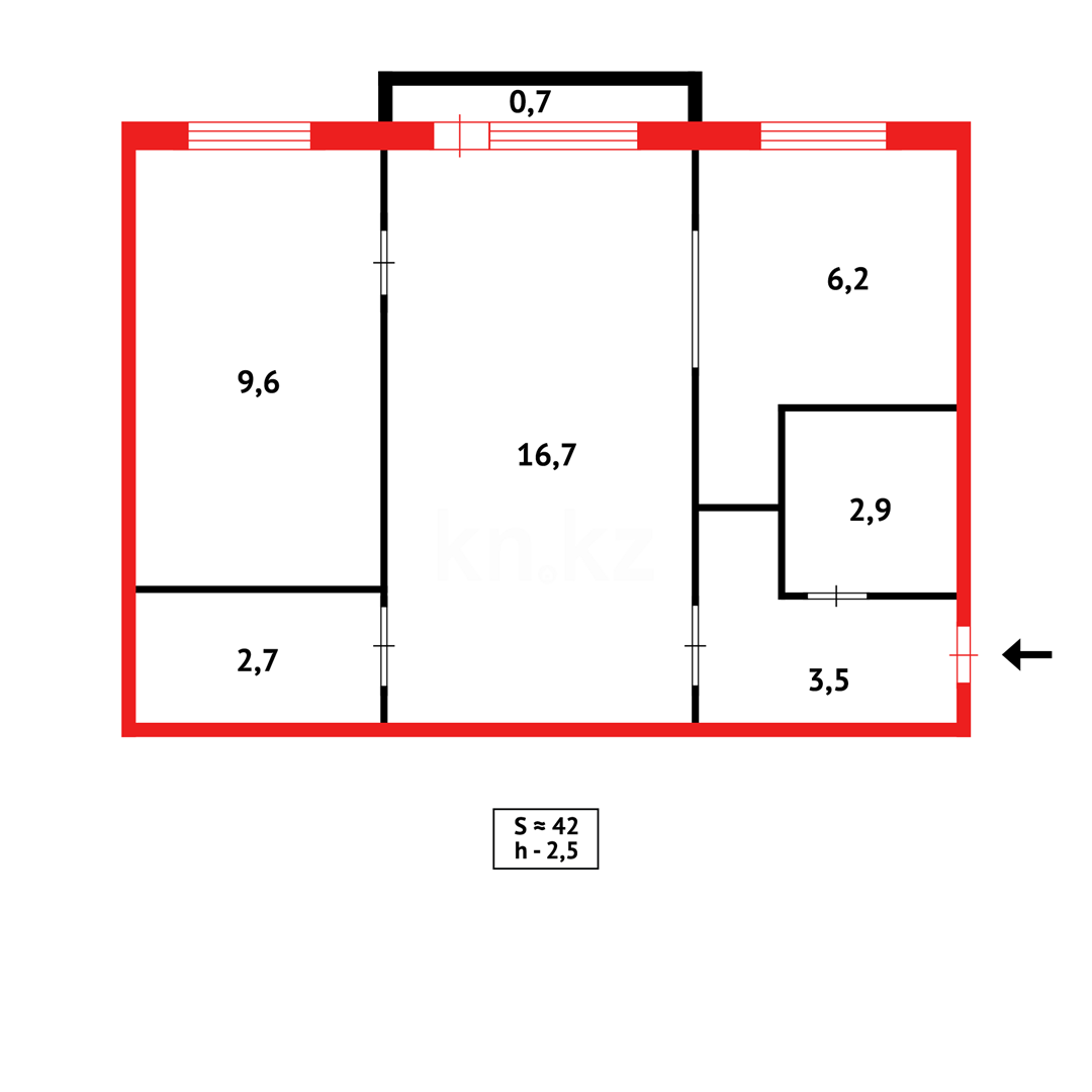 Продажа 2-комнатной квартиры, 42 м², ул. Терешковой в Караганде - фото 9