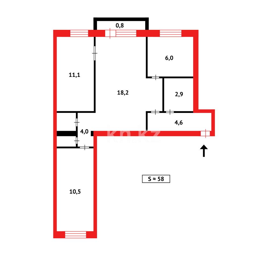 Продажа 3-комнатной квартиры, 58 м², пр. Республики в Темиртау - фото 13