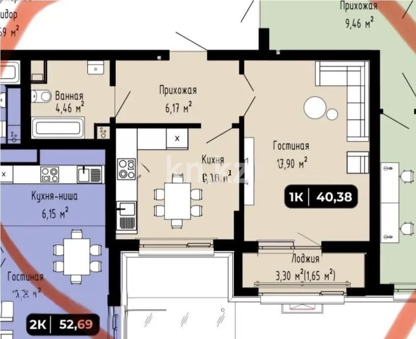 Продажа 1-комнатной квартиры, 41 м² в Астане - фото 2