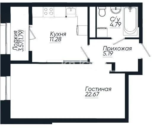 Продажа 1-комнатной квартиры, 45.72 м², пр. Сейфуллина, дом  467г - Продажа квартир без посредников в Алматы фото 1 из 1