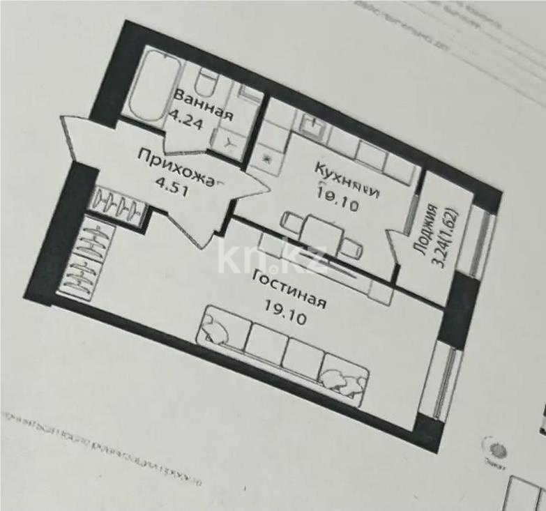 Продажа 1-комнатной квартиры, 39.33 м² - Продажа квартир в новостройках Астаны фото 1 из 1