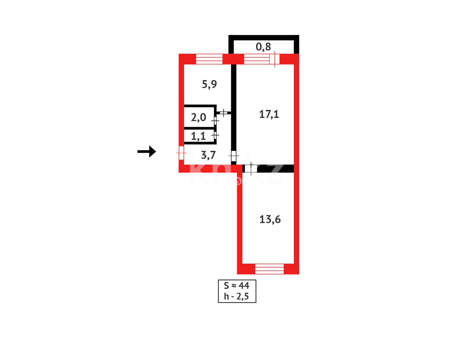 Продажа 2-комнатной квартиры, 44 м², 3 мкр-н в Абае - фото 8
