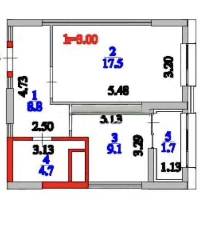 Продажа 1-комнатной квартиры, 41.8 м² в Астане