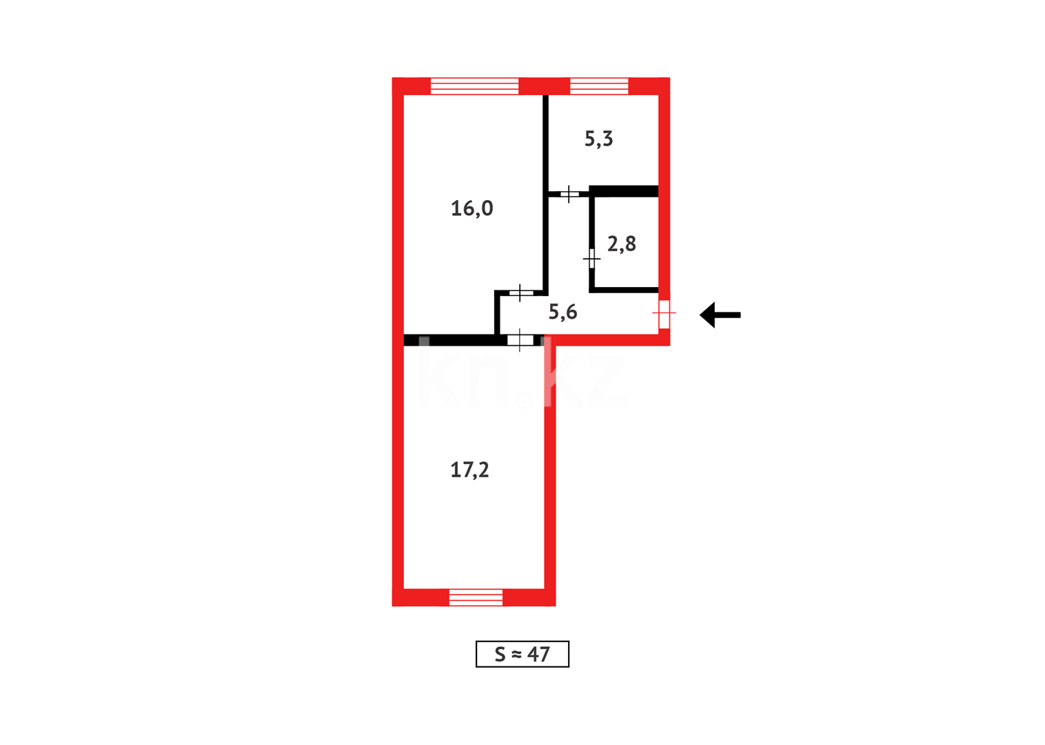 Продажа 2-комнатной квартиры, 46 м², пр. Металлургов в Темиртау - фото 6