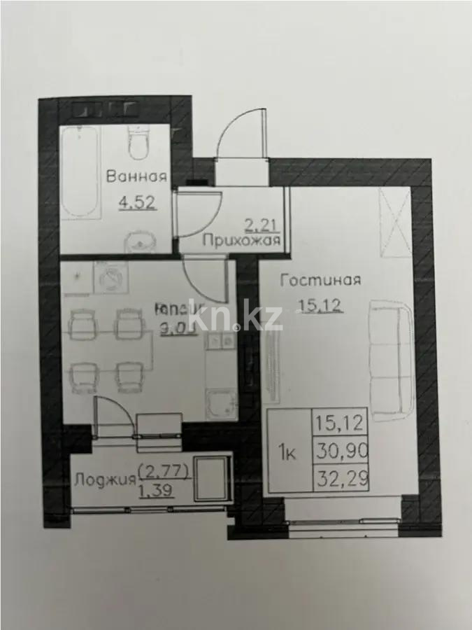 Продажа 2-комнатной квартиры, 33 м², ул. Нажимеденова, дом  52б - Продажа квартир в Астане фото 5 из 5