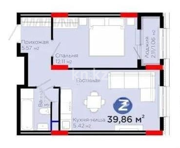 Продажа 2-комнатной квартиры, 39.86 м², пр. Туран, дом  55/16 в Астане - фото 7