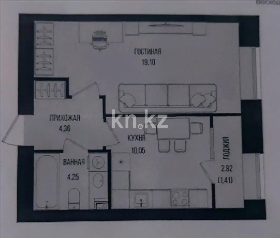 Продажа 1-комнатной квартиры, 39.17 м², ул. Серкебаева, дом  49 в Астане