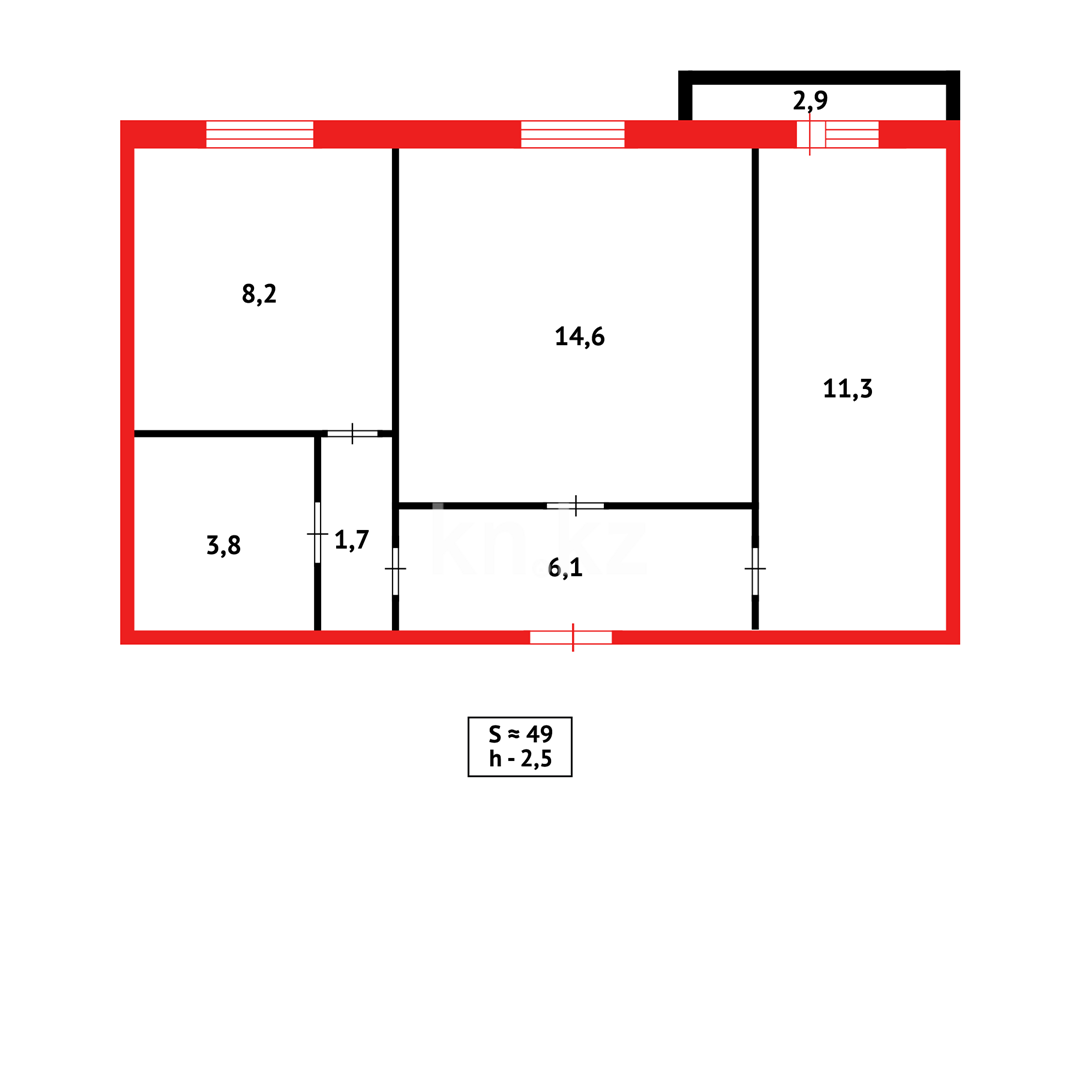 Продажа 2-комнатной квартиры, 49 м², пр. Бухар-жырау, дом  96 - Продажа  двухкомнатных квартир в Караганде фото 26 из 26