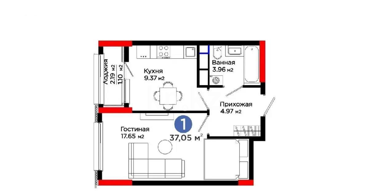 Продажа 2-комнатной квартиры, 38 м², пр. Туран, дом  28 - Продажа квартир в Астане фото 4 из 4